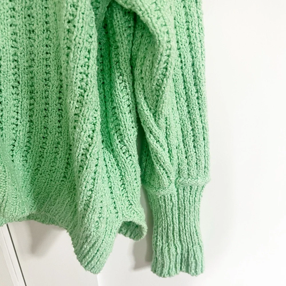 Free People Care FP Ella Oversized Turtleneck Tunic Sweater in Mint Green Large - Picture 6 of 6